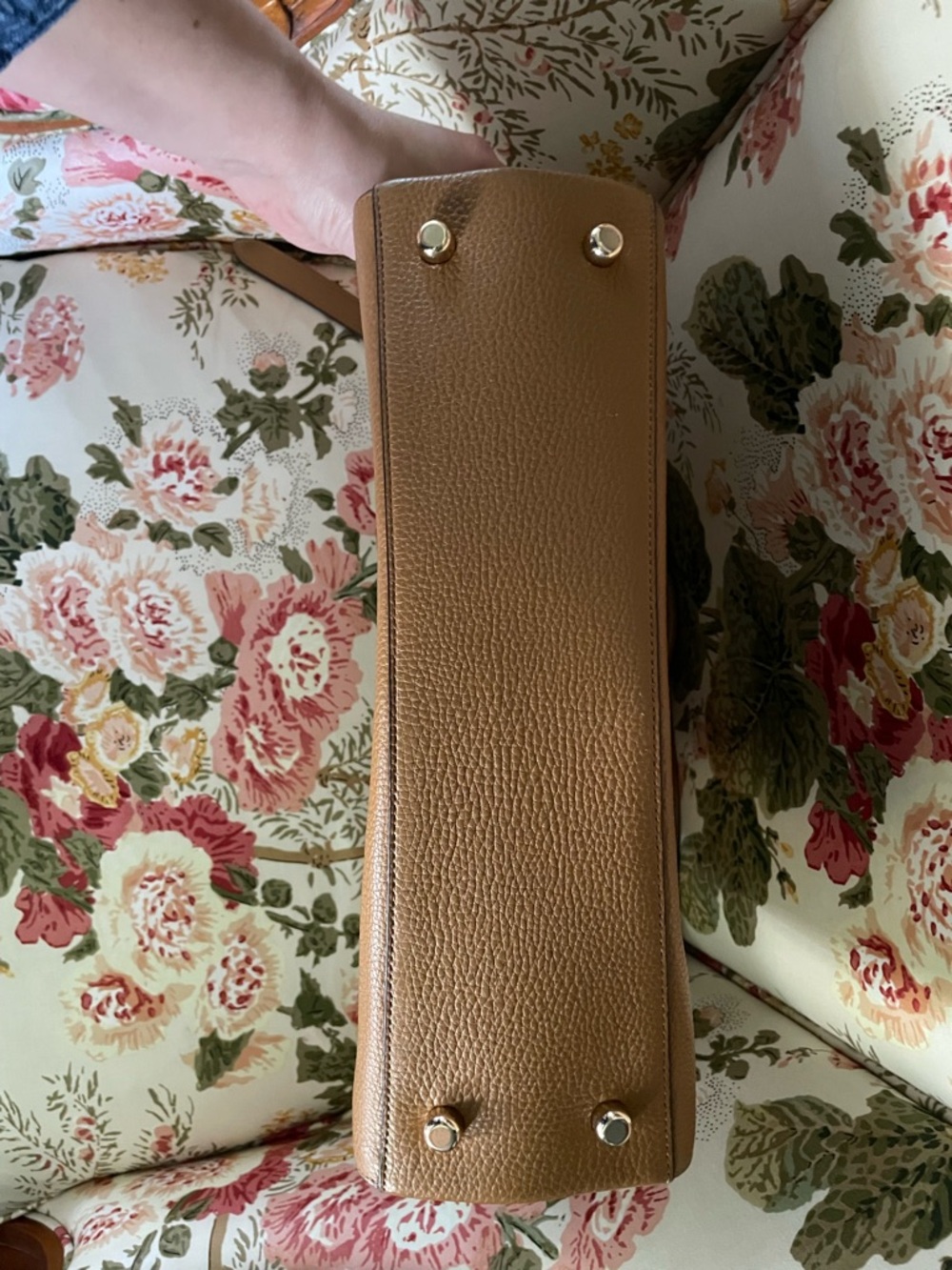 Coach Tan Pebbled Leather and Suede Satchel with Gold Hardware - Picture 3 of 7